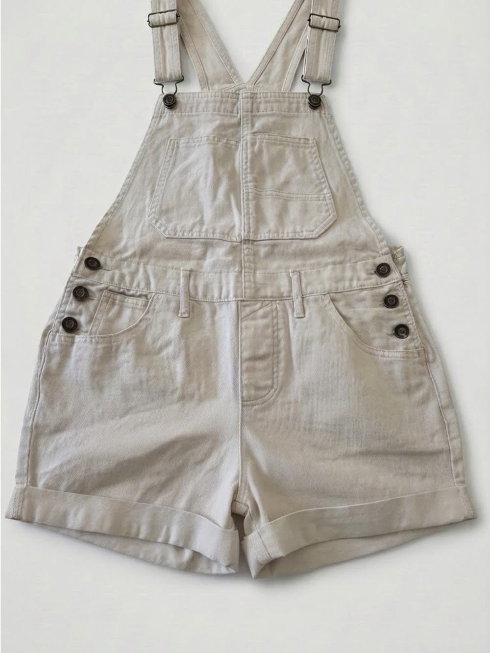 RSQ Cream Denim Short Overalls